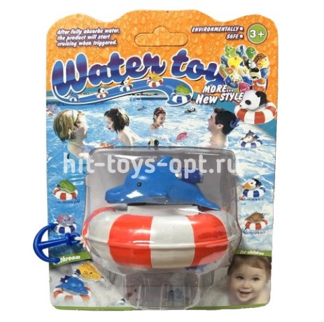 Заводной Дельфин на Спасательном Круге, Плавает по Воде, ездит по суше