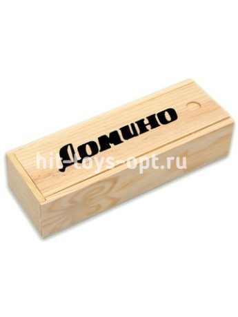 Домино (пластиковые фишки) в деревянной коробке 18x6,5 см
