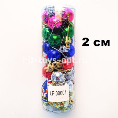 Набор шаров 2см 30шар 6цв глянец в тубусе