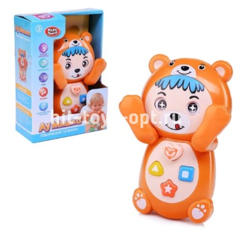 Говорящий Телефон Ау Мишка, мелкая моторик, разноцвет огоньки, цифры , размер 12*16