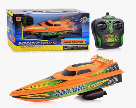 Катер на Р/У 40см*20см*17см, работает на воде 2.4GHz в кор.
