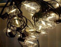 Гирлянда нить диод 10м/25л ПРОЗРАЧНЫЙ ШАРИК 4см  цв-т/бел.(постоян свечение), черн пр с послед.подкл