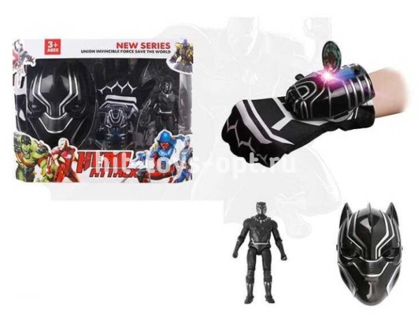 Маска Черная Пантера + перчатка стреляет +фигурка, 39*30