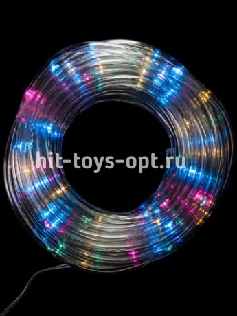 Гирлянда. Дюралайт, 8 м, прозрачный, 80 разноцветных ламп, на батарейках 3*AA.