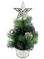 Декоративная ёлка с серебряным декором в горшке, 30 см
