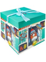 Коробка складная Космическая ракета 15х15х15 см, с лентой