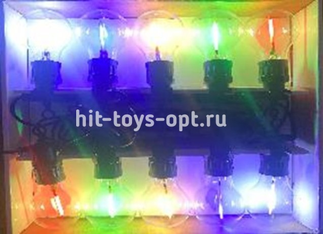 Гирлянда уличная 5м/10л, лампочка-прозр РЕТРО(капающий эффект),  черн пр, с послед . подключением МУ