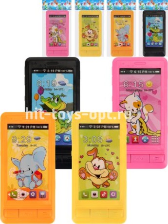 Муз.телефончик"Смартфон"с животными2,цв микс(12.5*6.4*1.3см,звук,бат.1.5V AAA не в ком.)