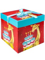 Коробка складная Поздравление от жирафика 15х15х15 см, с лентой