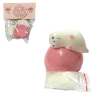 Антистресс Сквиш Тюлень на Розовом Шаре с Блестками + ворс (отдельно)