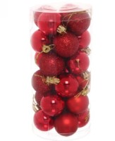 Набор шаров 8см 24шар 1цв 3вида (глянец/матовый/искра) в тубусе 00068-13