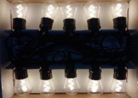 Гирлянда уличная 5м/10л, лампочка-прозр РЕТРО(зигзаг), цвет-бел.(постоян.свеч.), черн пр, с переходн