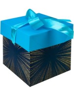 Коробка складная Золотое сияние, синяя, 10х10х10 см, с лентой