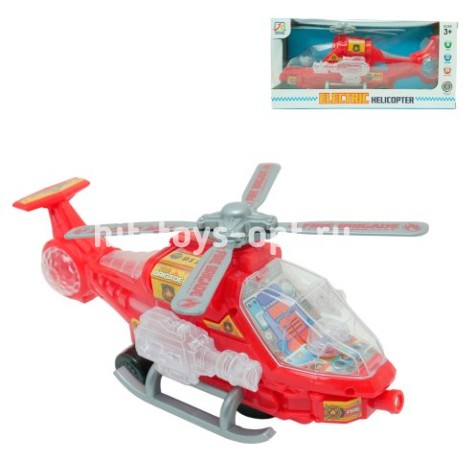 Вертолет Пожарный свет+музыка+движение в кор., размер 28*14