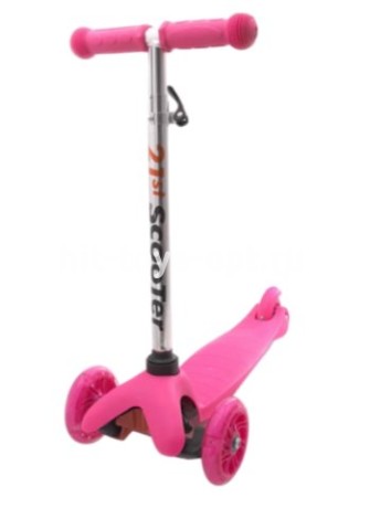 Самокат 3-х колесный розовый (54*11*51-70) кол. 11/7,8см,PU,передн.свет) розовый (Арт. WX-MINI-881P)