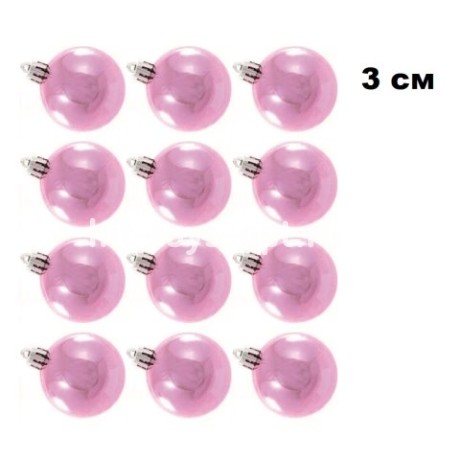 Набор шаров 3см 12шар 1цв, однотонные цветные, глянец в пл упак 00010-1D