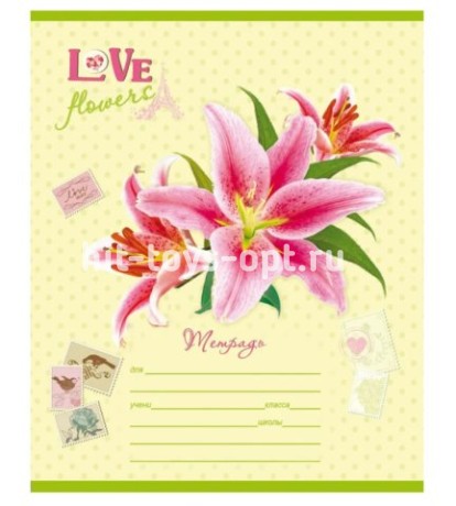 Тетрадь А5 24л линия Цветы и марки