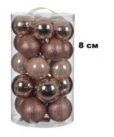 Набор шаров 8см 24шар 1цв 3вида (глянец/матовый/искра) в тубусе 00068-13