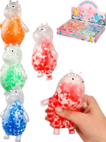 Антистресс-мялка "Бегемот" внутри шарики, микс 12 шт. в шоубоксе, 12х7см, цена за шт.