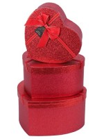 Набор коробок в форме сердца 3 в 1 &quot;Алое сердце&quot;,16х14х6-22х20х9см