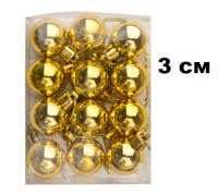 Набор шаров 3см 12шар 1цв, однотонные цветные, глянец в пл упак 00010-1D