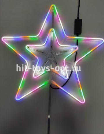 Фигура Звезда 60см (ГИБКИЙ НЕОН), мульти, с эффектом х/бел пульсирования, дл шнура 88см, УЛИЦА