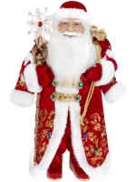 Сувенир под елку Дед Мороз в красной богатой шубе с посохом, 44 см