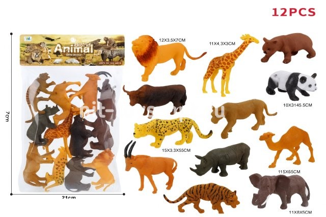 Набор животных сафари+лесные 7986 12 в уп  38*21