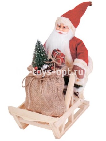 Сувенир Дед Мороз в красной шубе, с санями, 30 см