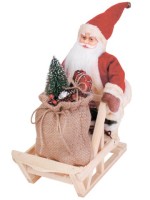 Сувенир Дед Мороз в красной шубе, с санями, 30 см