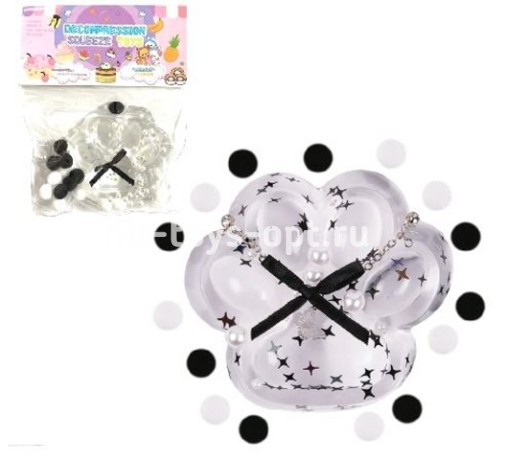 Антистресс Сквиш Лапка Прозрачная с Бантиком + Мини Лапка + пампоны + Ворс (отдельно)