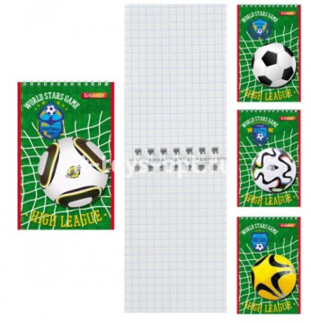 Блокнот А7 (65*100) 40л клетка дв спир обл мягк карт Футбол