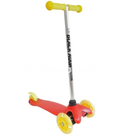 Самокат трёхколёсный детский (от 3 лет) Регулируемый руль, Рост до 120см, Нагрузка до 50, черный, кр