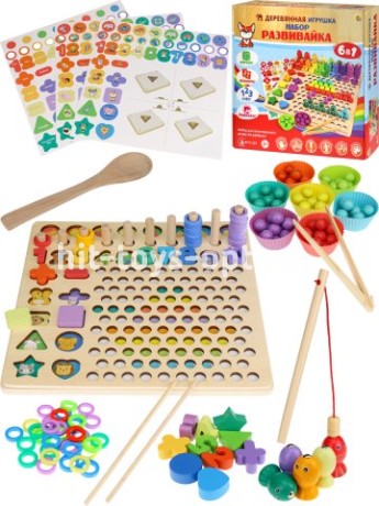 Деревянная мозаика-сортер (32х31х8) "Считаем до 10" в коробке
