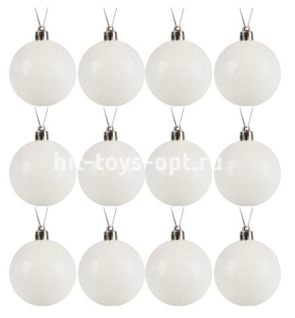 Набор шаров 4см 12шар белые ИСКРА