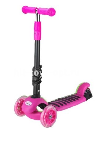 Самокат 3-х колесный.120/96 мм и PU+PVC со свет.,макс.40кг, розовый
