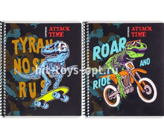 Тетрадь 48л., А5, клетка, Проф-Пресс, "Динозавры-эксперементалы-1" цветная спираль, мелованный карто