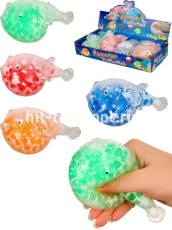Антистресс-мялка "Рыбка" внутри шарики, микс 12 шт. в шоубоксе, 12х7см, цена за шт