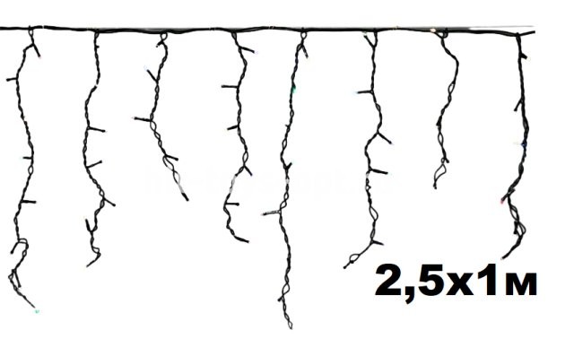 занавес RGB 2,5х1м с удл отростками с переходником чер пр, УЛИЦА, последовательное свечение, 480-V3,
