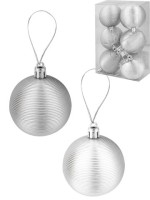 Набор серебряных спиральных шаров 6 см 6 шт