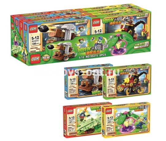 Конструктор Зомби, Боевые Орудия, 4 вида (186-211 дет), в уп 8шт. Цена за шт.