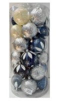 Набор шаров 8см 30шар 5видов (узор, жемчуг, искра, волна, рисунок) в тубусе 83000