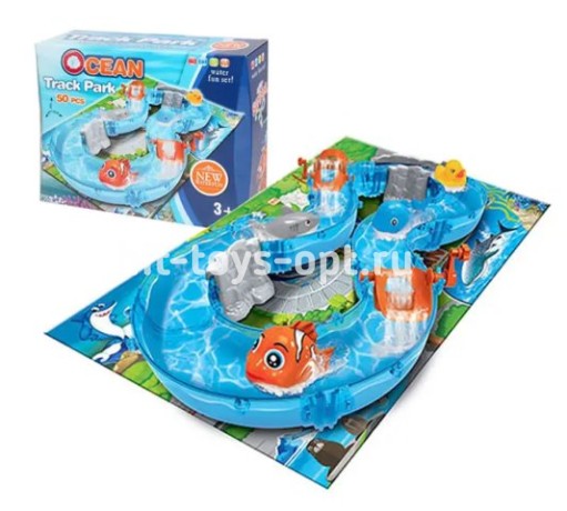 Водный трек. ВОДНЫЕ ГОНКИ (16 деталей трека, аксессуары, 4 игрушки животных)