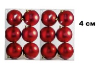 Набор шаров 4см 12шар 9цв матовые в пр пл уп