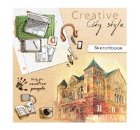 Скетчбук 80л. ГОРОДСКОЙ СТИЛЬ 7БЦ, матовая ламинация 150х150мм