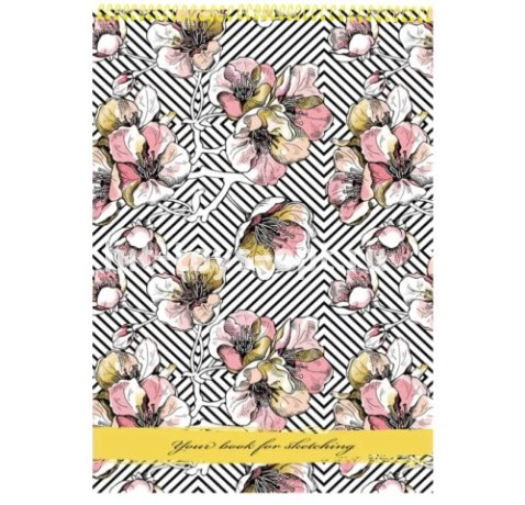 Скетчбук А4 40л скрепка Вишневый цвет в ассорти