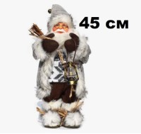 Дед Мороз 45см в сером костюме с фонариком, в пакете 181873