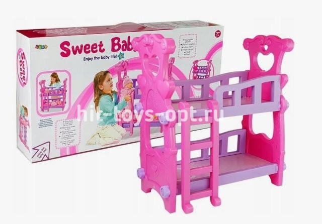 Кровать для кукол 2-х ярусная, размер 66см*35см*13см