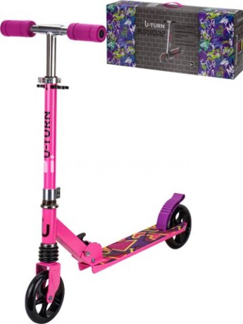 Самокат двухколесный PU 73*10*66-82.5см розовый до 50кг