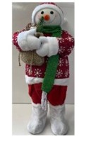 Снеговик 45 см в красном костюме принт СНЕЖИНКИ 181857